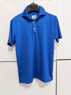 Tailor Byrd Blue Golf Performance Polo Shirt, Boys S (8-10)